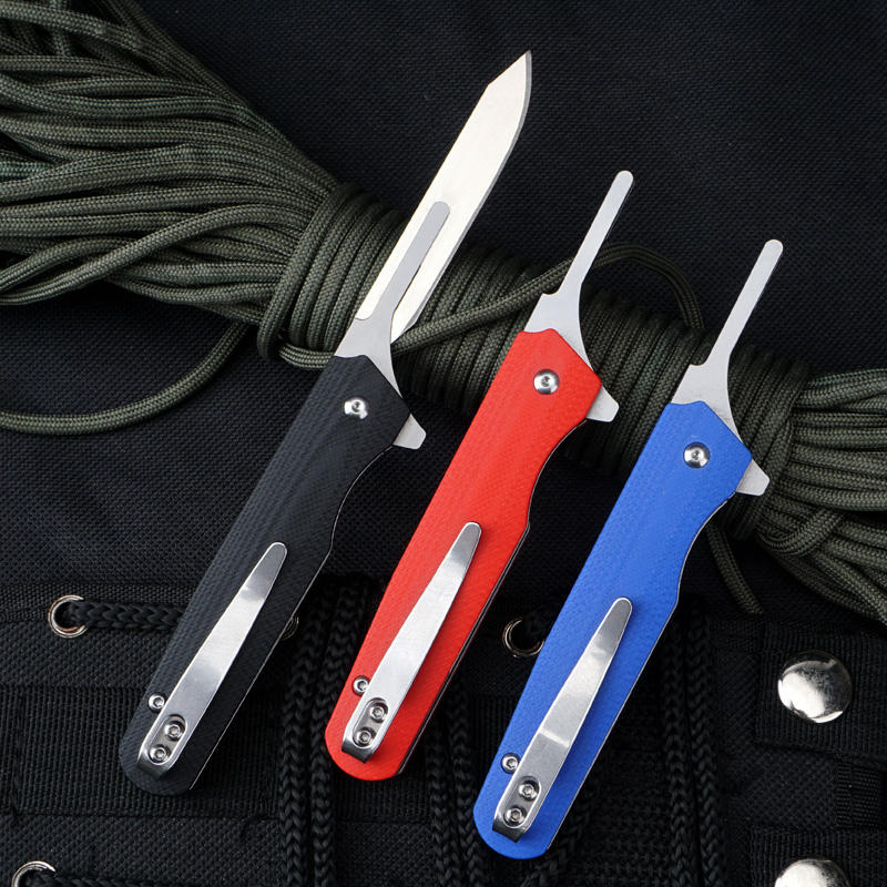 Price US$ 16.12 High Quality Pocket Knife  60 Replaceable Carbon Steel Blade Utility Edc Keychain Knives Slim Flipper Folding Multifunctional Tool G10 Handle Buy On Alfknives.com