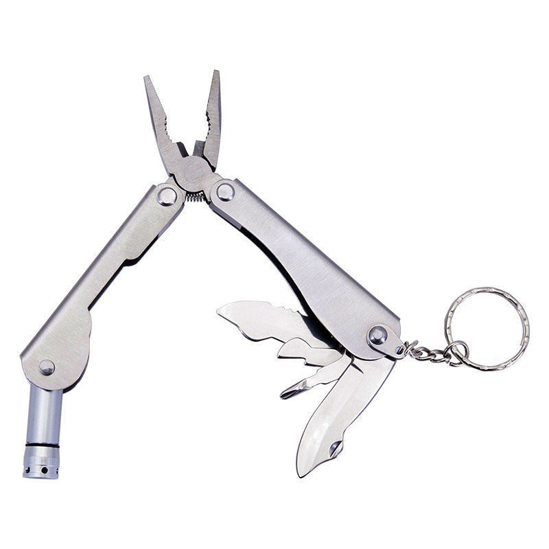 High quality stainless steel blade folding camping survival mini multitool plier with flashlight /nylon bag