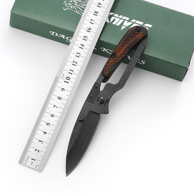 High quality wood handle camping folding pocket rescue stainless steel knives