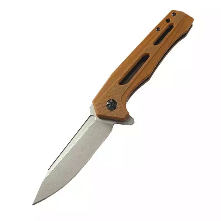 High quality stainless steel blade orange G10 handle outdoor knives /camping folding knife