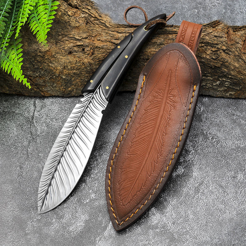 High quality Powder steel blade blackwood handle outdoor survival hunting Fixed Blade Knife