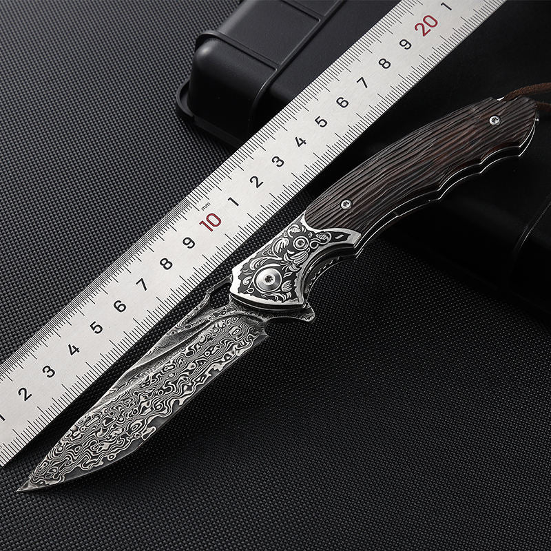 Price US$ 47.2 High Quality Special Offer 8  Pocket Folding Blade Knife Damascus Steel Blade Ebony With Steel Handle Outdoor Camping Hiking Edc Knives Buy On Alfknives.com