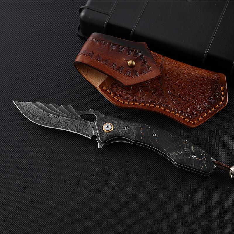 Price US$ 47.13 High Quality Premium Handmade Forged  Damascus Folding Hunting Knife With Leather Sheath Pocket Camping Knife Gift For Men Buy On Alfknives.com