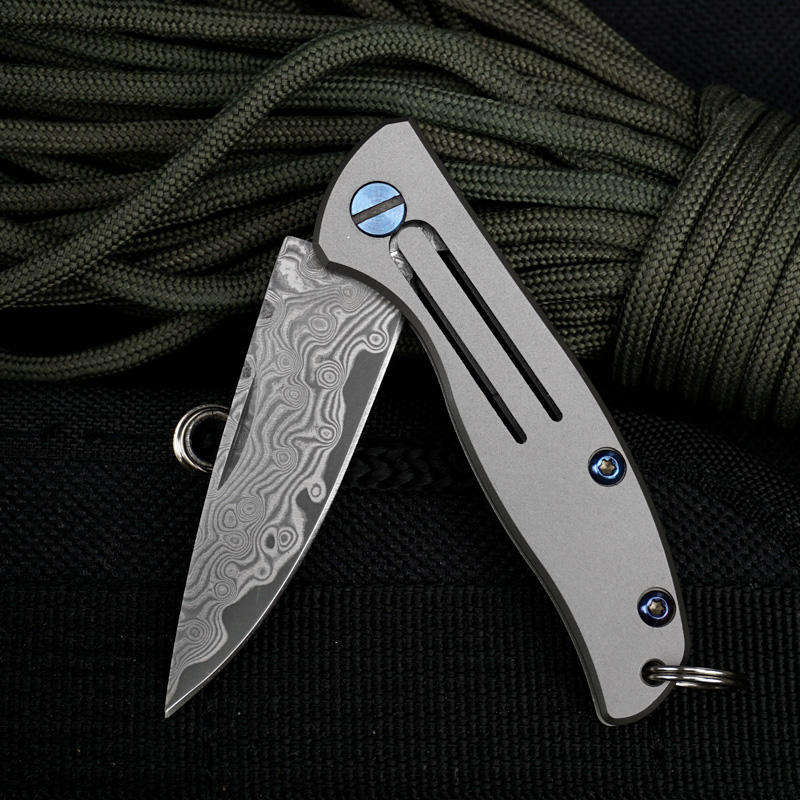 Price US$ 23.9 High Quality Folding Handmade Small Damascus Steel Titanium Alloy Handle Camping Outdoor Self Defense Pocket Knife Hunting With Gift Box Buy On Alfknives.com