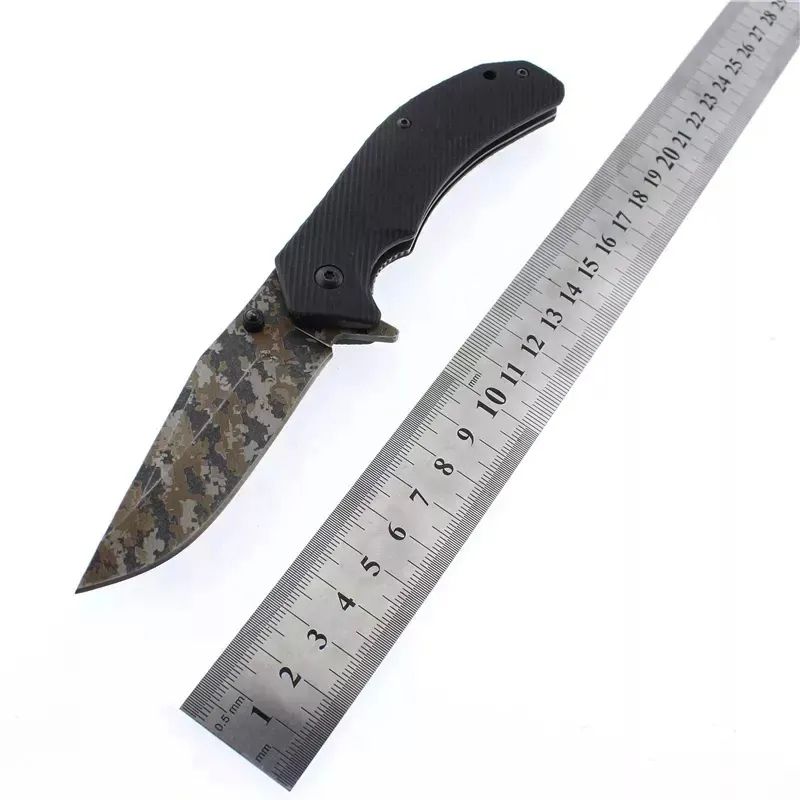 High quality G10 black handle survival outdoor camping pocket knife with  clip