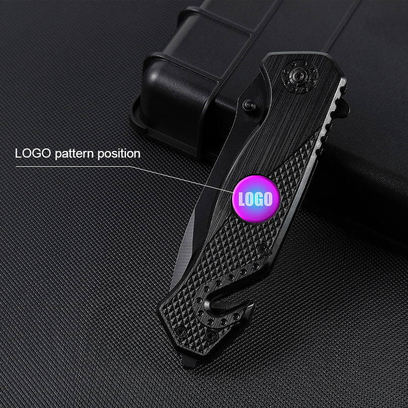 Price US$ 9.6 High Quality Oem Odm Custom Badges Logo Combat Tactical Blade Folding Edc Wholesale Black Aluminum Handle Knife Buy On Alfknives.com