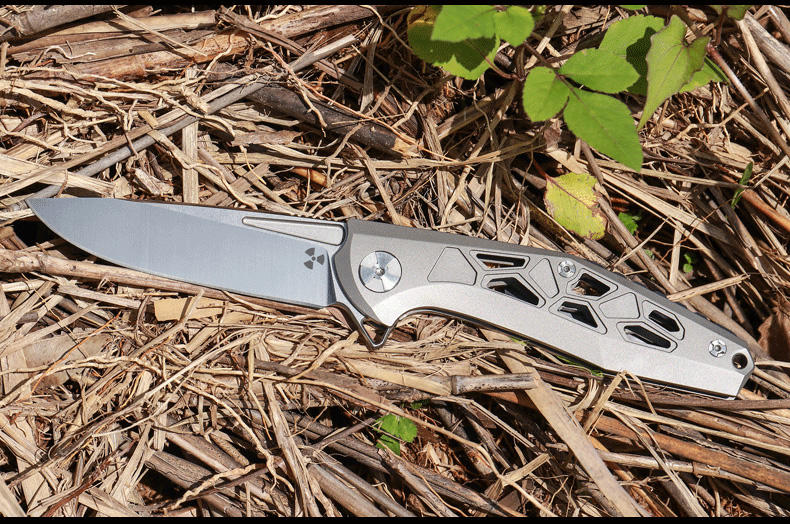 Price US$ 79.9 High Quality Best Titanium Alloy Handle D2 Steel Tactical Jungle Pocket Hunting Knife Folding Knives With Grey Titanium Surface Buy On Alfknives.com