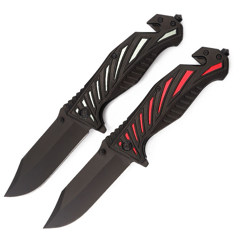 Price US$ 9.68 High Quality Black Coated Blades  Camping Tactical Pocket Folding Knives With Rope Cutters And Glass Crushers Buy On Alfknives.com