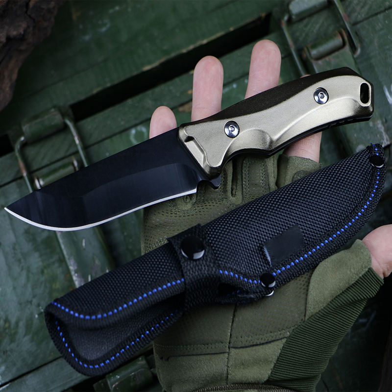 Price US$ 11.39 High Quality Outdoor Knife Aluminum Handle Hunting Tactical Knife Black Coating Fixed Blade Knife For Camping Buy On Alfknives.com