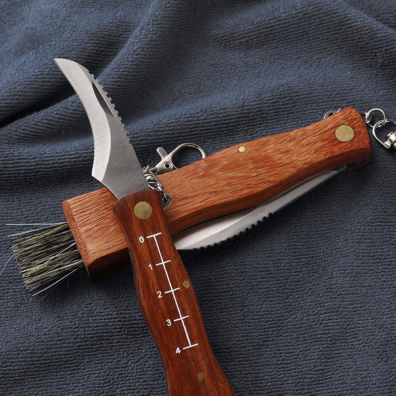 Price US$ 8 High Quality Other Sports & Entertainment Products Wood Handle Outdoor Camping Folding Keychain Hunting Hunter Mushroom Knife With Brush Buy On Alfknives.com