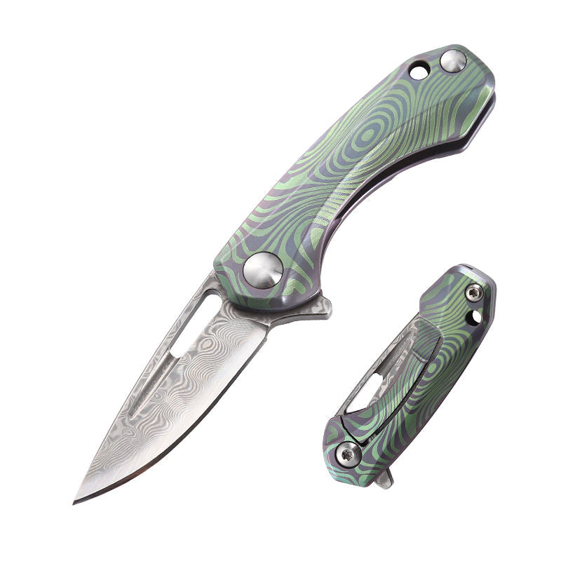 Price US$ 22.74 High Quality Best Gift Keychain Edc Damascus Outdoor Camping Self Defense Mini Folding Pocket Knife Titanium Alloy Handle Buy On Alfknives.com