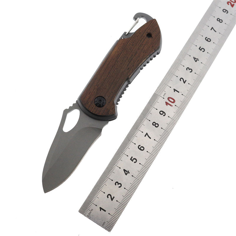 High Quality stainless steel blade tactical outdoor Camping wood handle mini knife