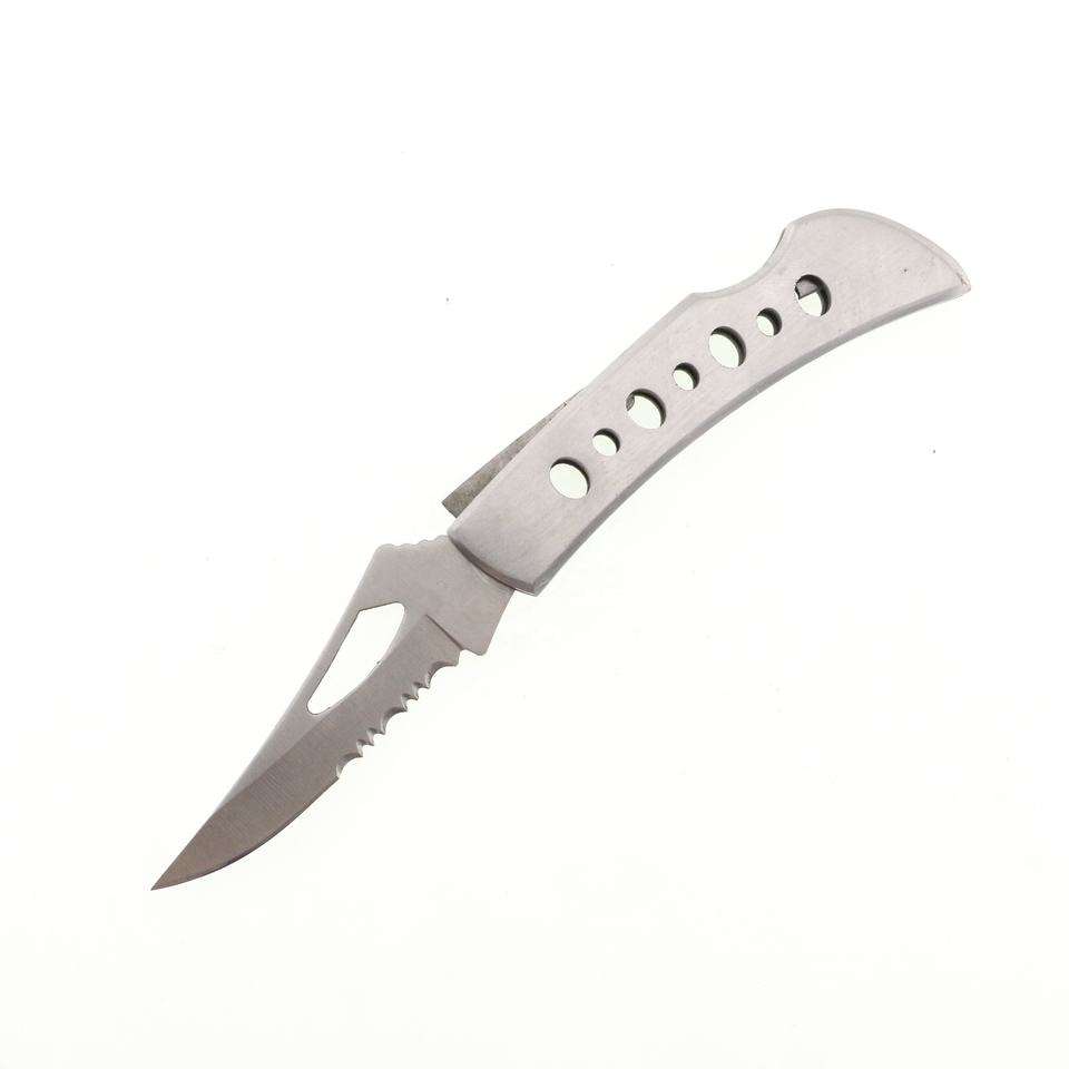 Competitive price high quality stainless steel serrated blade hollow handle outdoor pocket knife