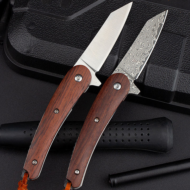 Price US$ 14.92 High Quality Best Gifts 9Cr18Mov Damascus Steel Camping Outdoor Hunting Pocket Knife Rose Wood Handle Buy On Alfknives.com