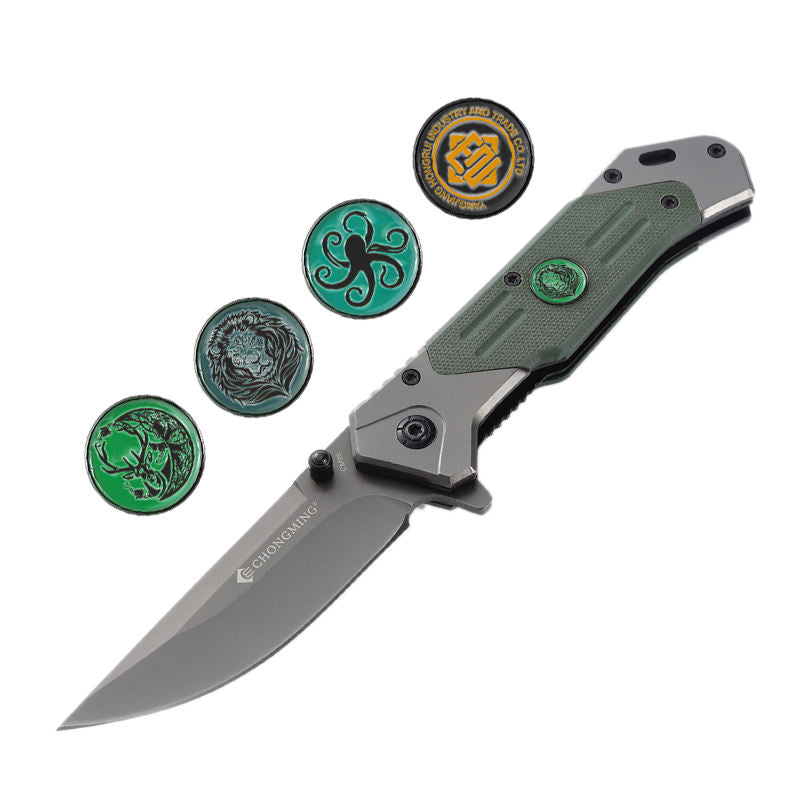 Price US$ 9.89 High Quality Dropshipping Products 2023 Green G10 Handle Outdoor Survival Camping Folding Pocket Handmade Camp Knife With Custom Metal Logo Buy On Alfknives.com