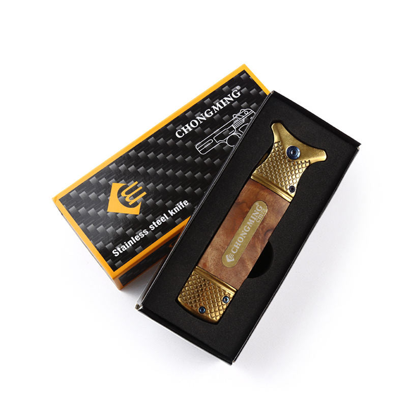 Price US$ 8.22 High Quality Gold Box Wedding Gifts Wood Handle Titaniums Tactical Hunting Survival Camping Outdoor Folding Pocket Knife For Men Guests Buy On Alfknives.com