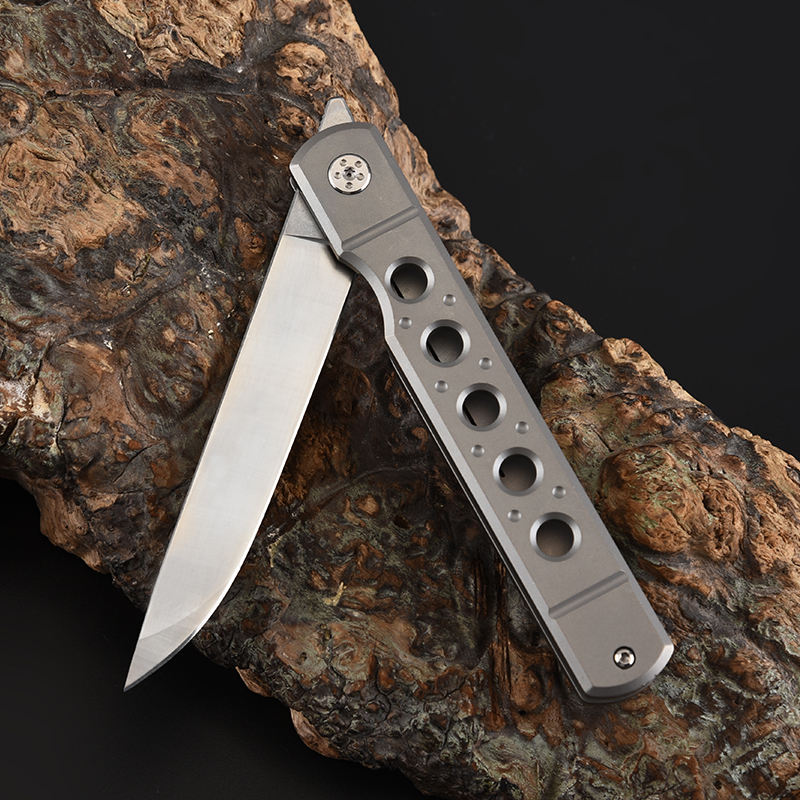 Price US$ 37.2 High Quality Wholesale Titanium Folding Knife  D2 Blade Alloy Hollow Handle Slim Folding Knifes For Men With Gift Box Buy On Alfknives.com