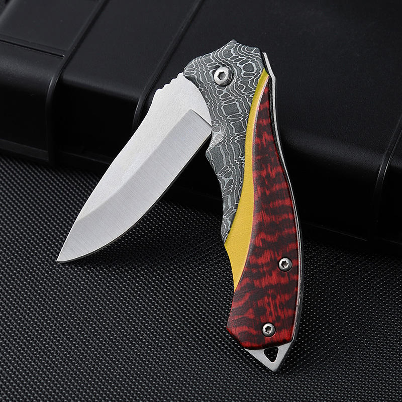 Price US$ 7.91 High Quality Folding Small Pocket Knife Stainless Steel Blade Survival Hunting Tactical Knife With All Steel 3D Printing Handle Knifes Buy On Alfknives.com