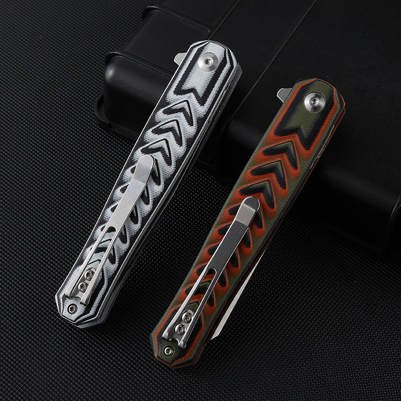 Price US$ 14.82 High Quality Hot Selling Fish Bone Pattern Colored G10 Handle D2 Blade Outdoor Portable Folding Knife With Back Clip Buy On Alfknives.com