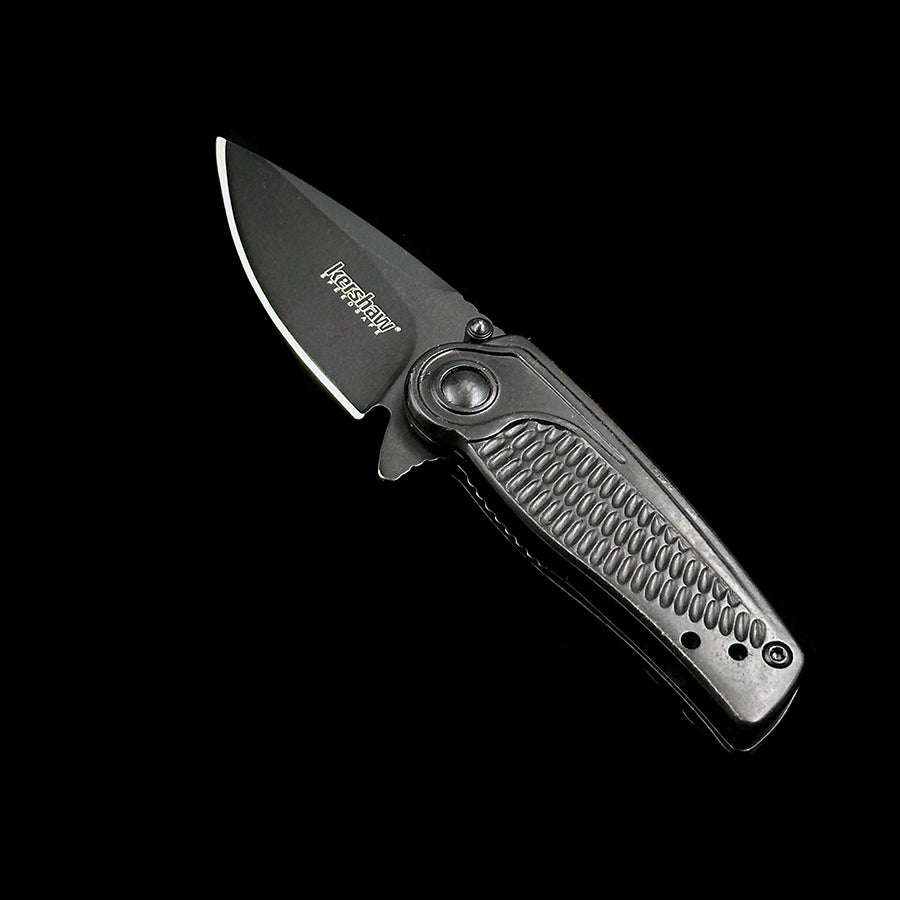 KERSHAW 1313BLK Spoke Assisted Flipper Knife 2 Black Plain Blade  Stainless Steel Handle