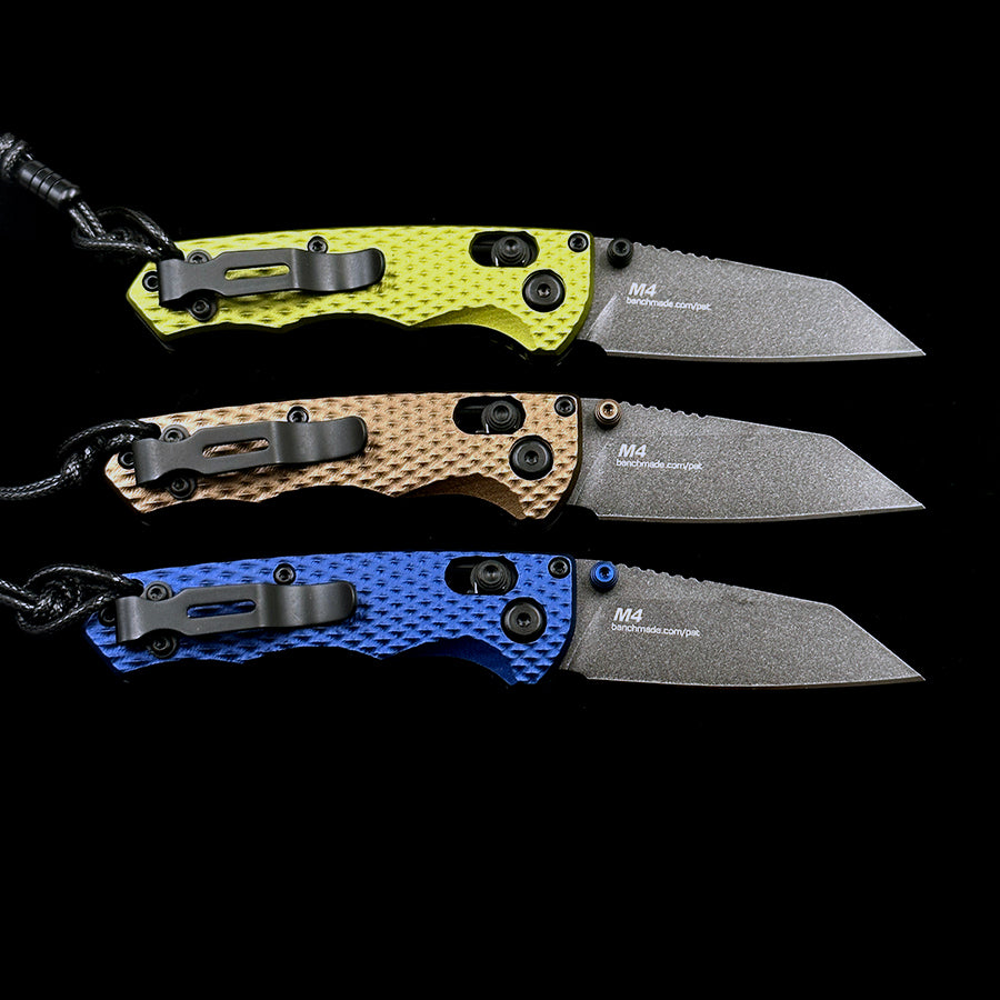 BENCHMADE 290BK-2 Full Immunity AXIS Folding Knife 2.49 CPM-M4 Cobalt Black Wharncliffe Blade Woodland Green Billet Aluminum Handles