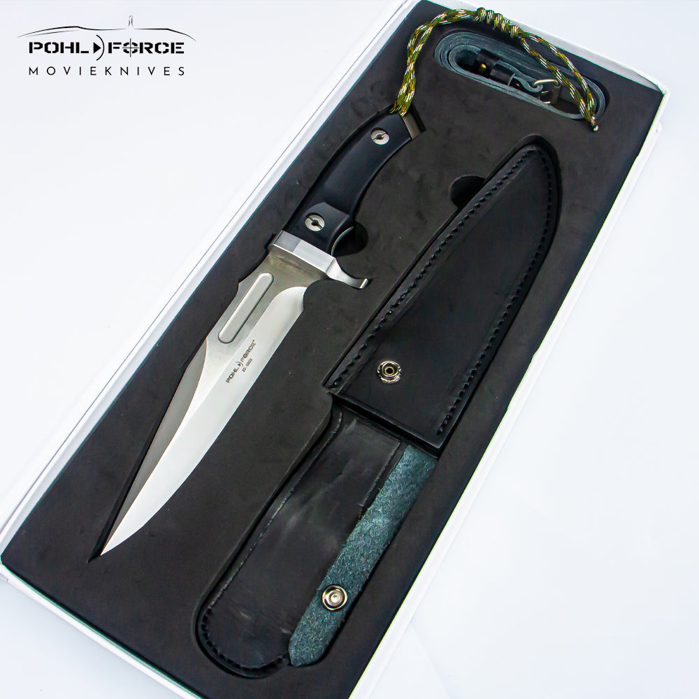 WOMSI-POHLFORCE Fixed Blade Knives with Sheath - Ace Field Knife, Survival Knife, Hunting Knife, Camping Knife with 6.85'' D2 Blade