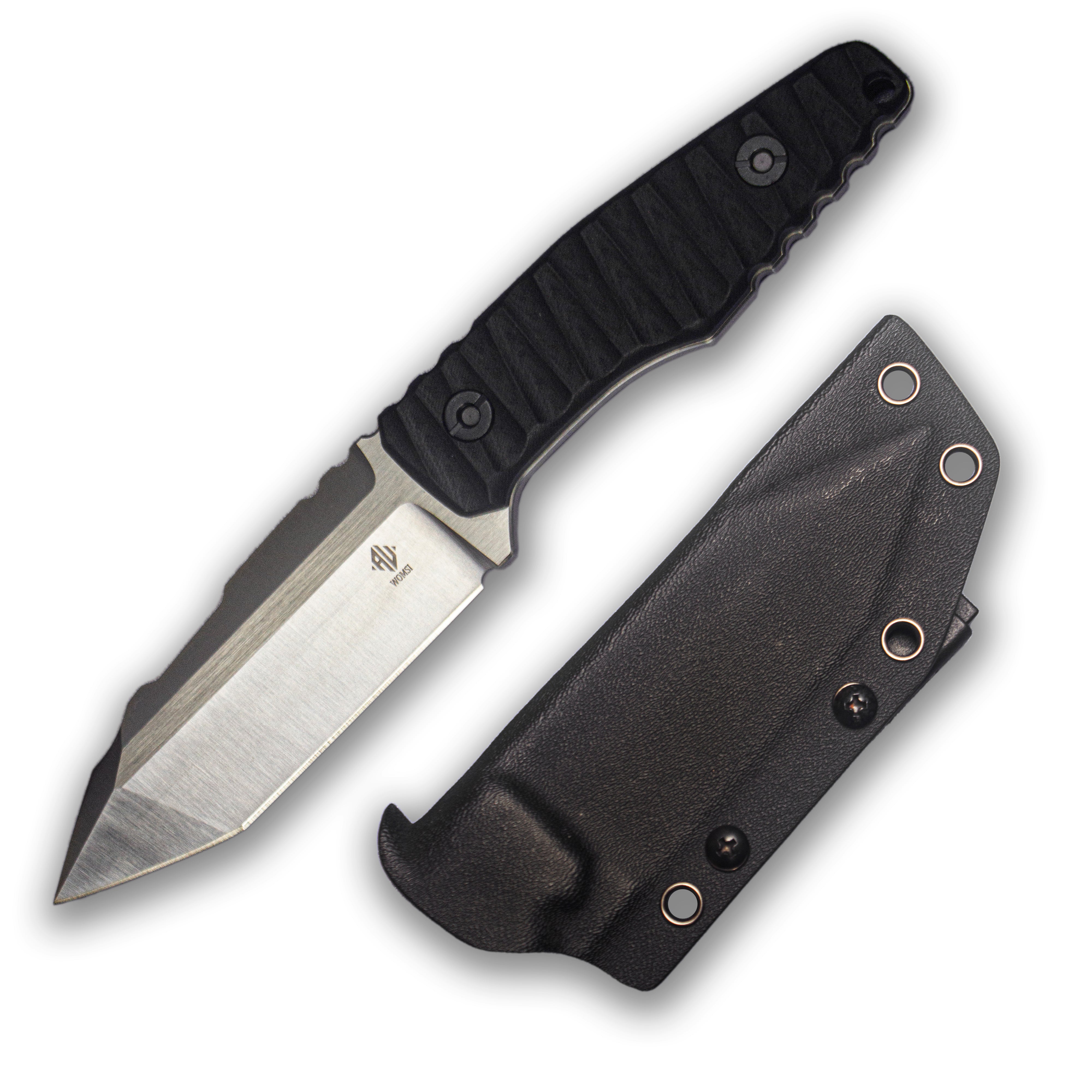 WOMSI BOCK Pocket HUNTING KNIFE,ALFKNIVES Survival Camping Tactical,Full tang 7” Stainless Steel Hunting Knife with Kydex Sheath