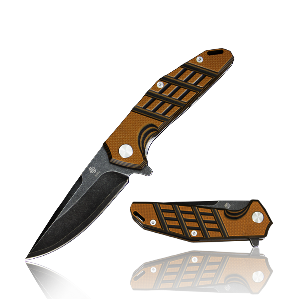 Folding Knife, 420 Steel Clipped with S90VN Supper Power Steel, Cental HRC64, Surface HRC60, Sonorous & Durable G10 Handle,Ceramic Bearing Inside for Hunter Outdoor Bushcraft Fishing Hiking